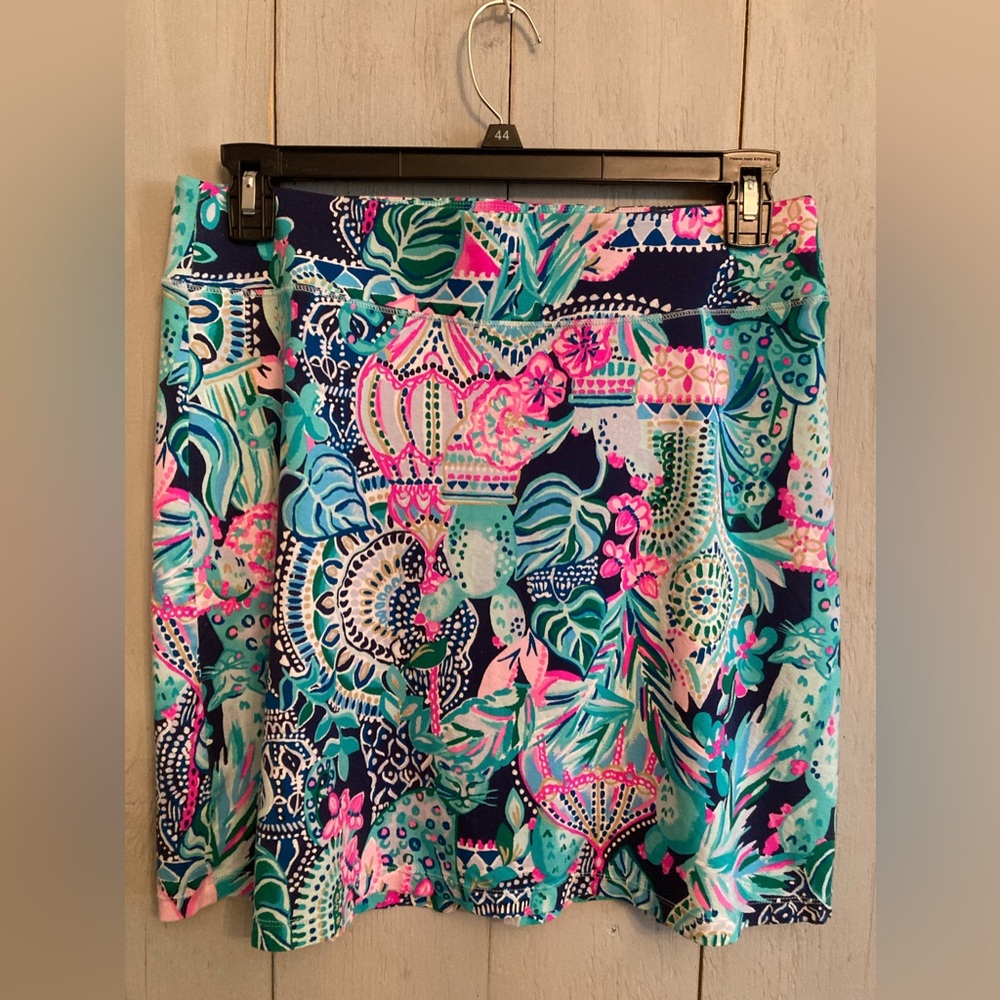 Lilly Pulitzer Navy, Teal & Pink Tropical Print Mini Skirt - Picture 6 of 9